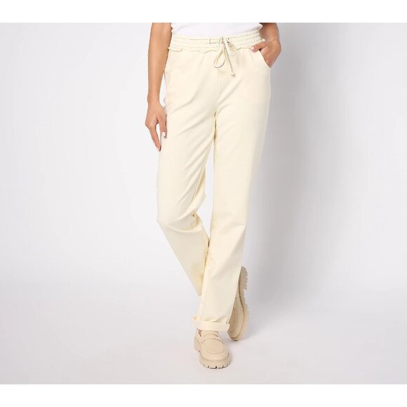 Women With Control Faux Drawstring Waist Pants Pockets Winter White XS A627440 - Picture 1 of 1